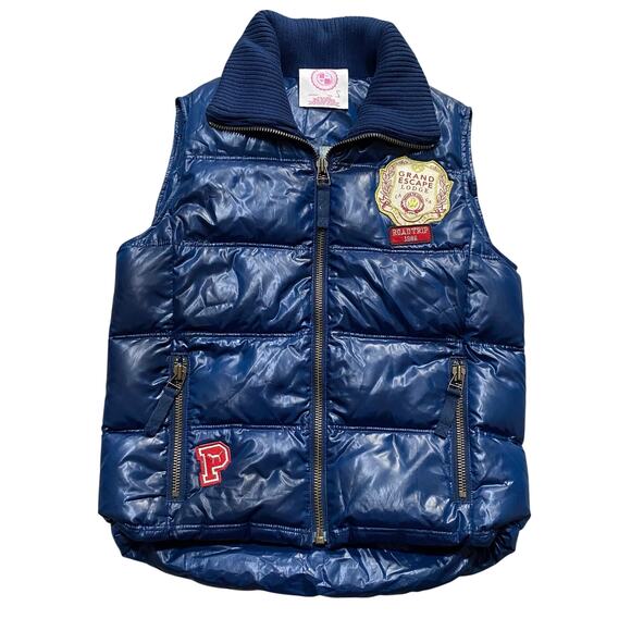 Victoria's Secret Pink Jackets & Blazers - Vintage Y2K Victorias Secret PINK Puffer Down Vest Navy Grand Escape Lodge Small